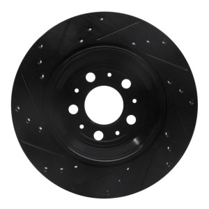 Volvo XC90 Brake Rotor (1) - Rear Right - R1 Concepts - Drilled & Slotted - Black - `03-`14